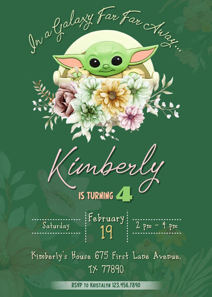 Baby Yoda Grogu Star Wars Mandalorian  customizable invitation template | Share or Print | boy | OG685