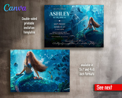 The Little Mermaid Ariel customizable invitation template | Share or Print | girl | FZ024