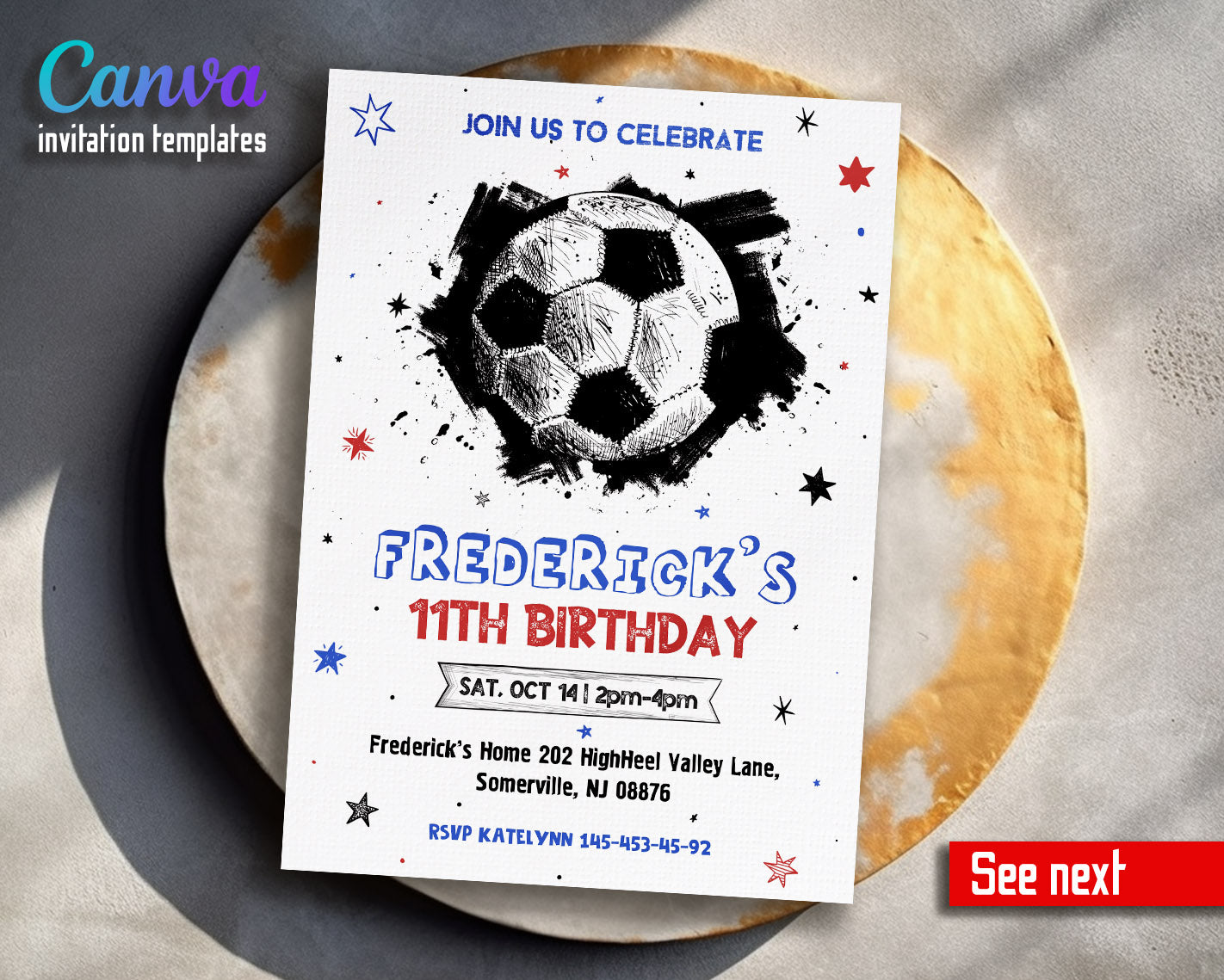 Soccer Champion League FC customizable invitation template | Share or Print | boy | XY120