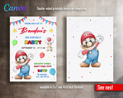 Super Mario Bros  customizable invitation template | Share or Print |  | WQ658