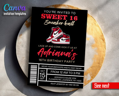 Sneaker Ball Air Jordan Nike customizable invitation template | Share or Print |  | TQ465