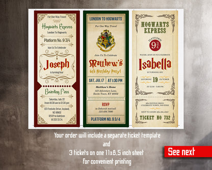 Harry Potter Hogwarts customizable invitation template | Share or Print |  | JA801