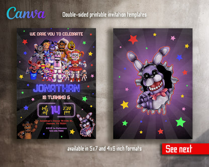 Five Nights at Freddy's customizable invitation template | Share or Print |  | AG443