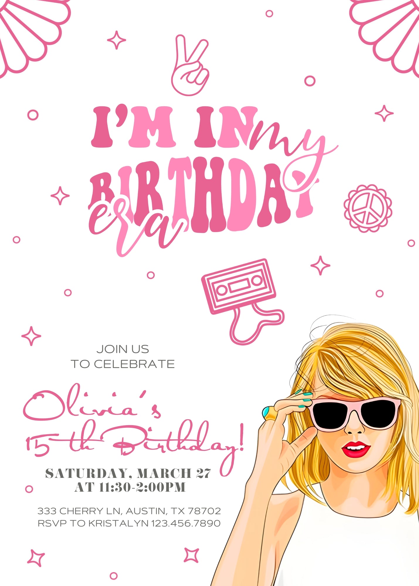 Taylor Swift Eras Tour  customizable invitation template | Share or Print | girl | JG281