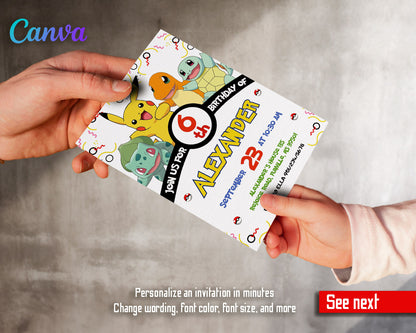 Pokemon Pikachu  customizable invitation template | Share or Print |  | EK451