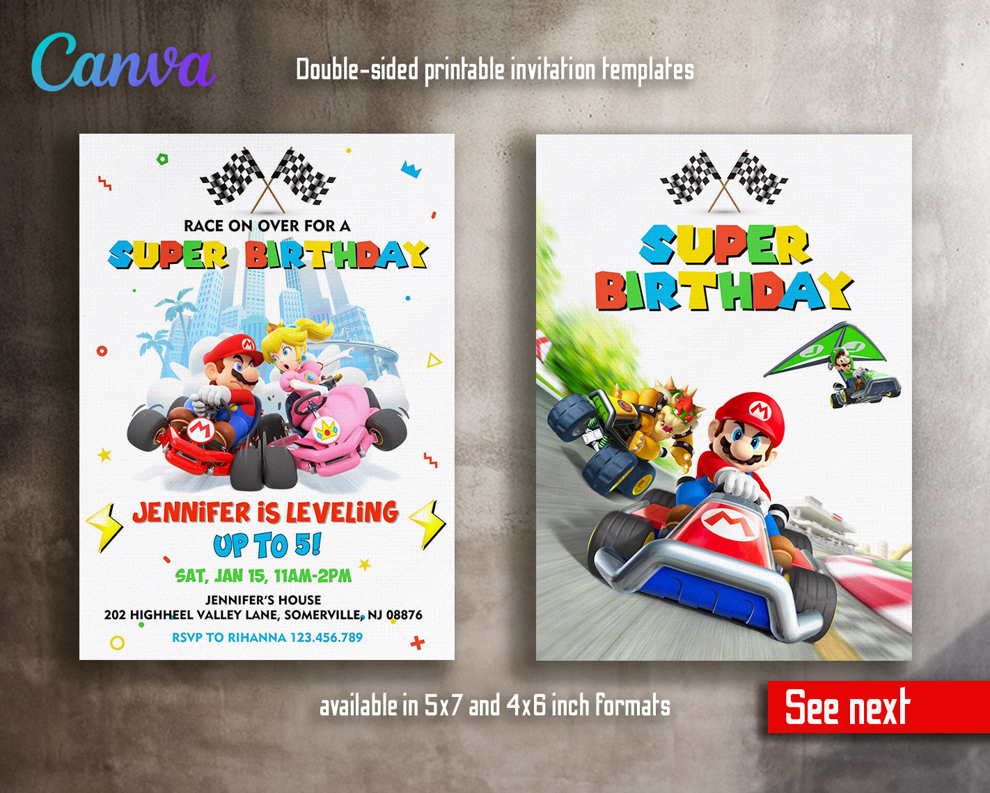 Mario Kart Gamer customizable invitation template | Share or Print | boy | RJ195