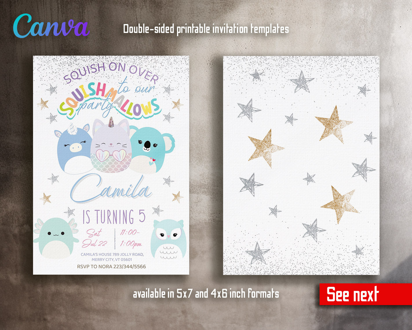 Squishmallows  customizable invitation template | Share or Print |  | XB263