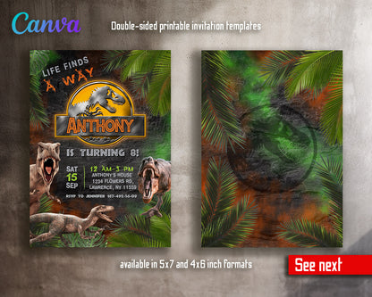 Jurassic World Dinosaur customizable invitation template | Share or Print |  | OV554