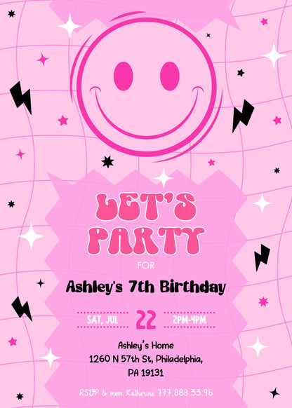 Smiley Face customizable invitation template | Share or Print |  | HU120