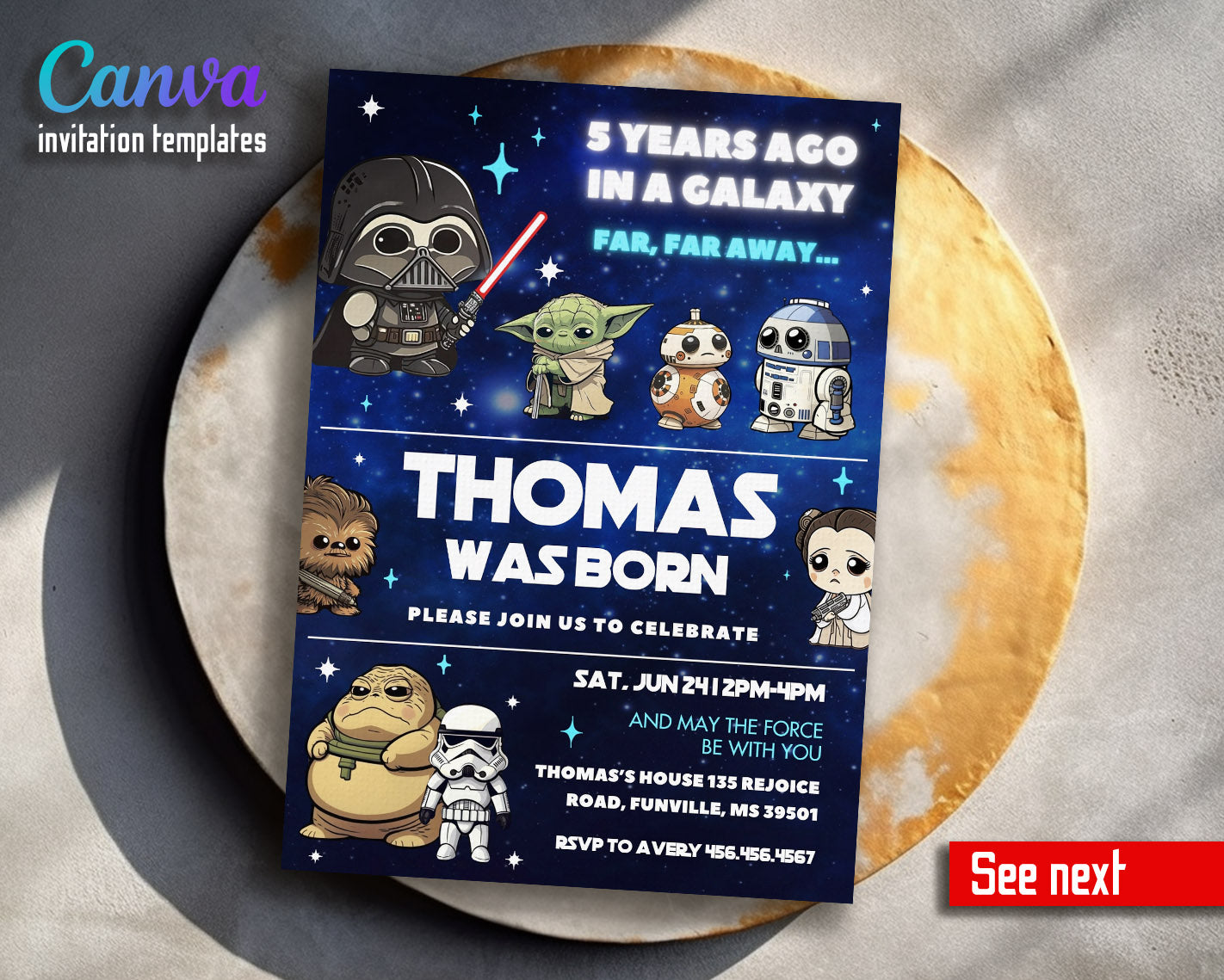 Star Wars Darth Vader  customizable invitation template | Share or Print | boy | AC480