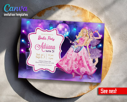 Barbie Pink  customizable invitation template | Share or Print | girl | WH679