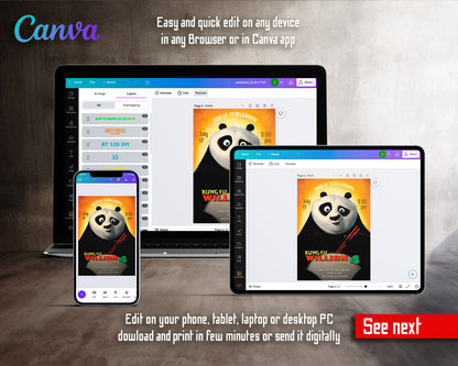 Kung Fu Panda Po customizable invitation template | Share or Print |  | VE299