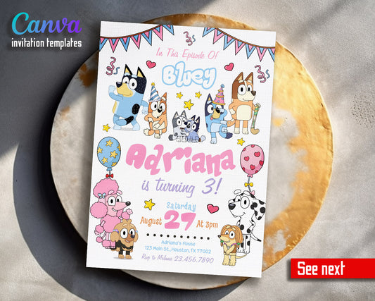 Bluey Bingo customizable invitation template | Share or Print |  | LP945