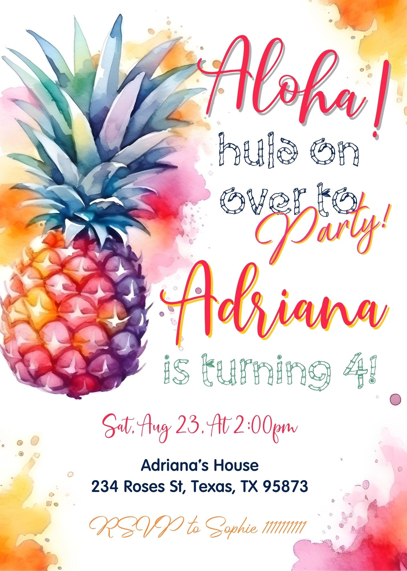 Aloha Luau Party customizable invitation template | Share or Print | girl | WW467