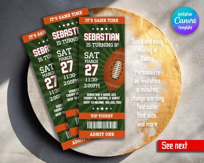 American Football NFL Super Bowl customizable invitation template | Share or Print | boy | YL646