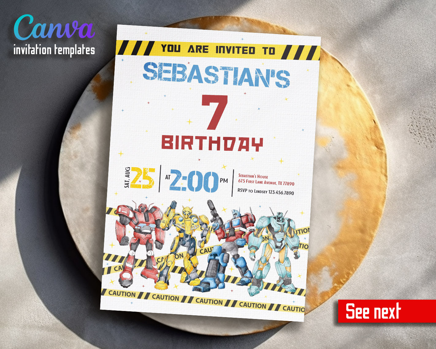 Transformers Rescue Bots  customizable invitation template | Share or Print | boy | TV179