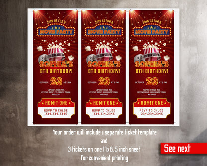 Movie Cinema Party customizable invitation template | Share or Print |  | JQ129