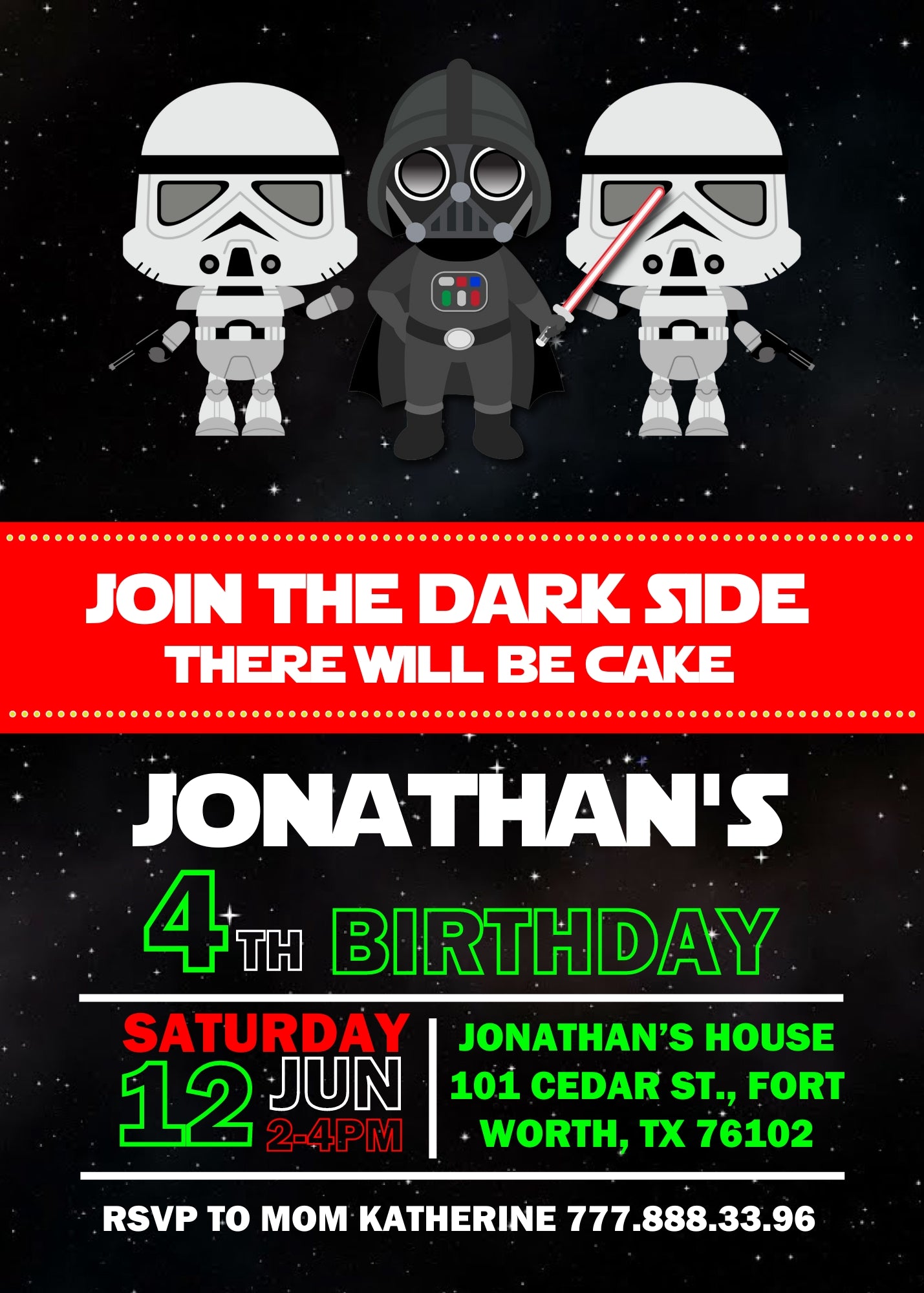 Star Wars customizable invite template | instant download | Share or Print | OY882