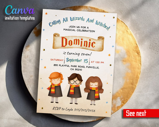 Harry Potter  customizable invitation template | Share or Print |  | UT257