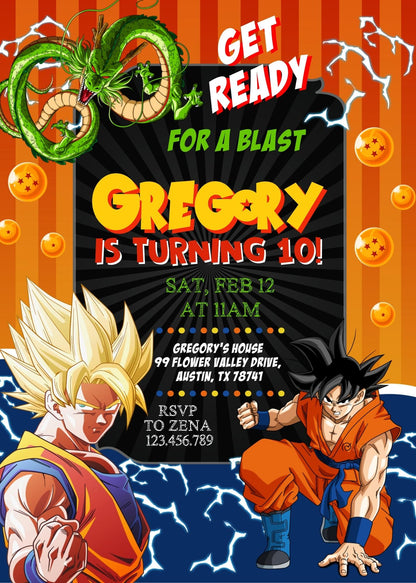 Dragon Ball Z customizable invite template | instant download | Share or Print | FX083