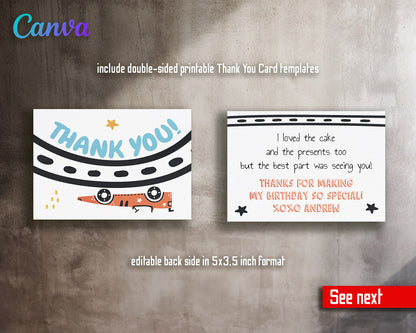 Race Car 2nd Bday Watercolor customizable invitation template | Share or Print | boy | AG186