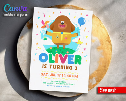 Hey Duggee customizable invitation template | Share or Print |  | OP824