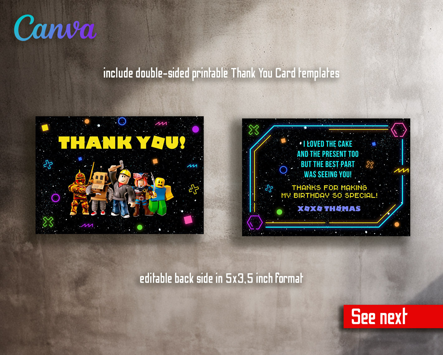 Roblox Gamer customizable invitation template | Share or Print | | IJ769