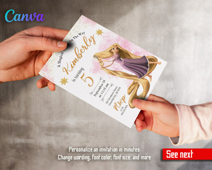 Rapunzel Princess Tangled customizable invitation template | Share or Print | girl | PI671