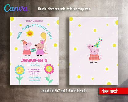 Peppa Pig customizable invitation template | Share or Print | girl | EL399