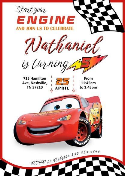 Cars Lightning McQueen customizable invitation template | Share or Print | boy | HG629