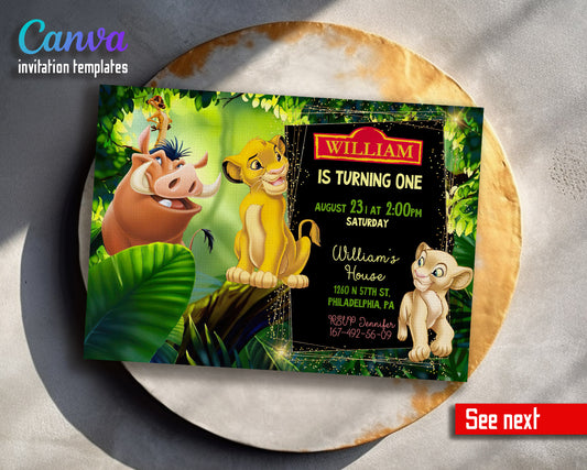 Lion King Simba customizable invitation template | Share or Print |  | PI317