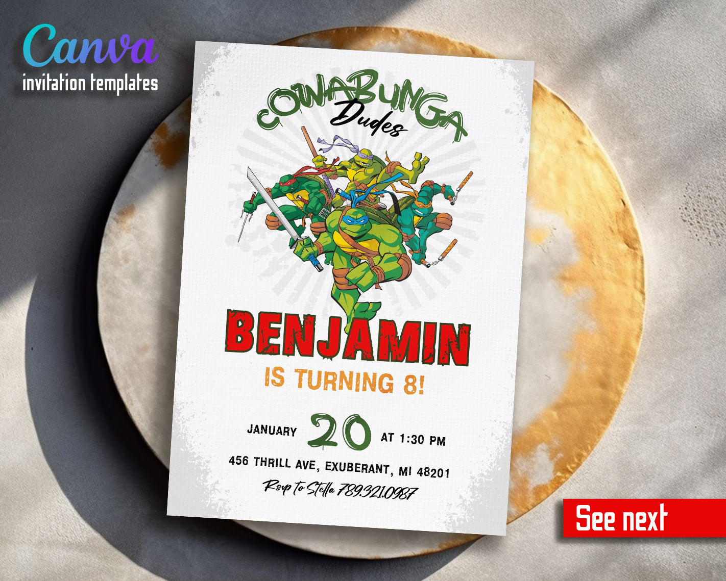 Teenage Mutant Ninja Turtles  customizable invitation template | Share or Print | boy | DX658