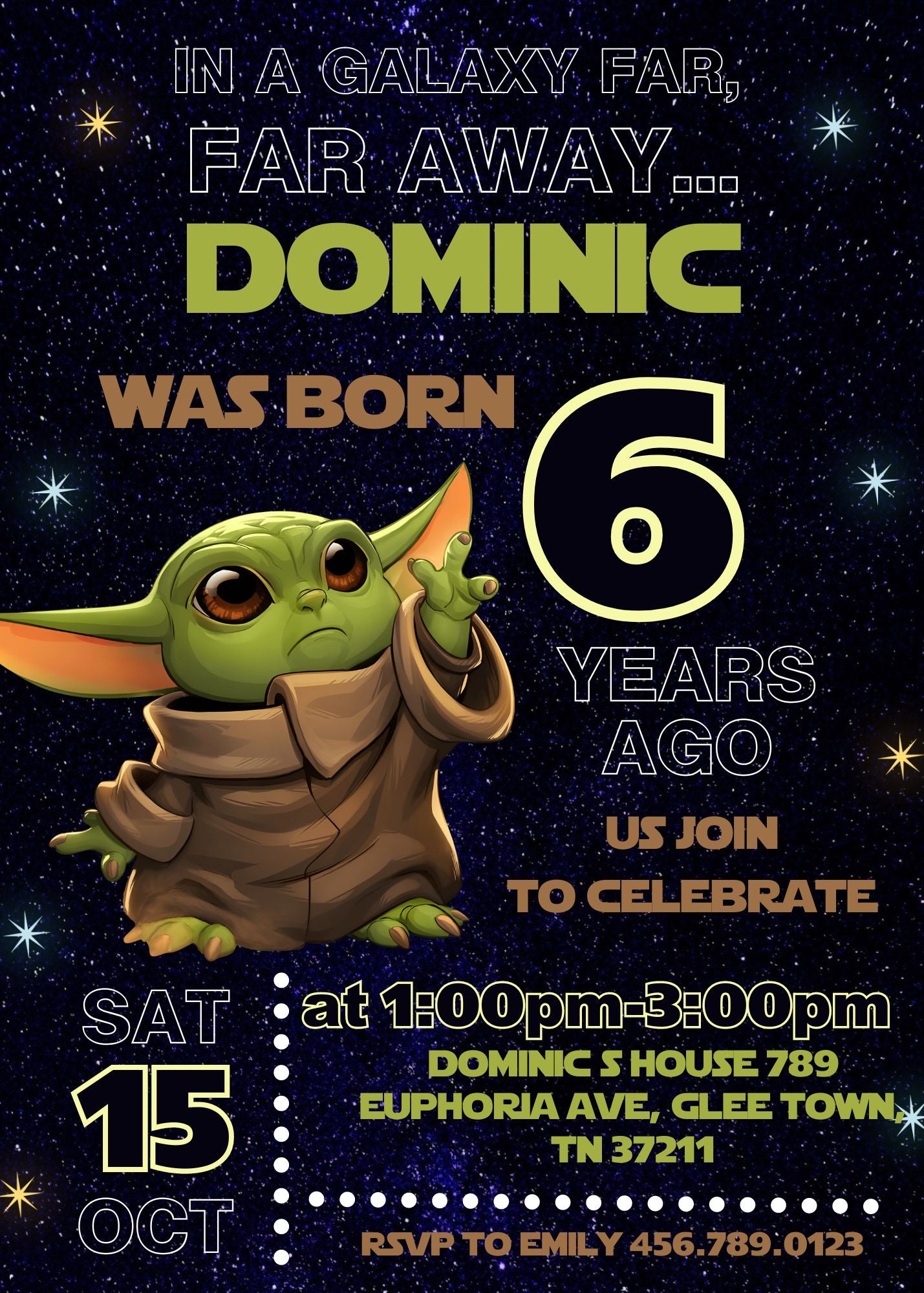 Baby Yoda Grogu Star Wars Mandalorian  customizable invitation template | Share or Print | boy | QT270