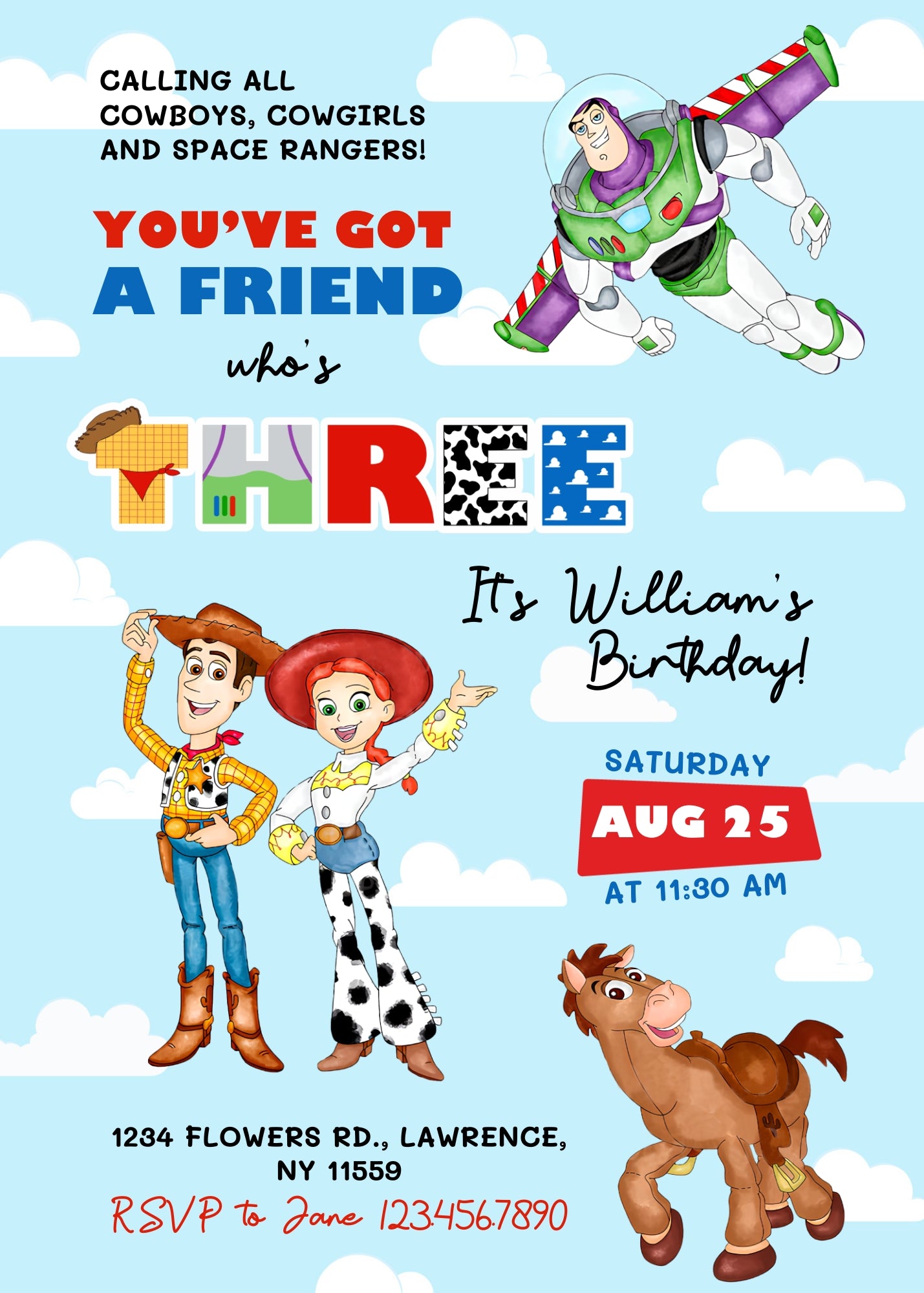 Toy Story Woody customizable invitation template | Share or Print |  | KH325