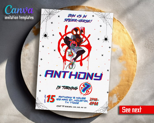 Spider Man Across the Spider-Verse customizable invitation template | Share or Print | boy | EF600