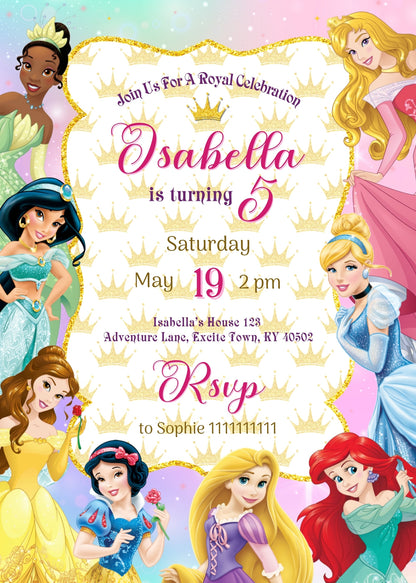 Disney Princess  customizable invitation template | Share or Print | girl | QU032