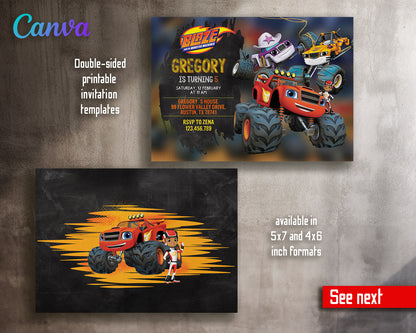 Blaze Monster Machines Trucks  customizable invitation template | Share or Print | boy | MF352