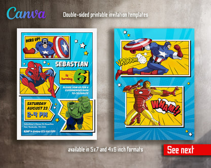 Avengers Marvel Superhero  customizable invitation template | Share or Print | boy | RK258