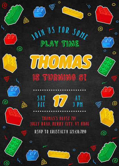 Lego  customizable invitation template | Share or Print |  | TM477