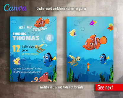 Finding Nemo customizable invitation template | Share or Print |  | JR421