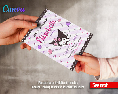 Kuromi Hello Kitty Sanrio customizable invitation template | Share or Print | | AI672