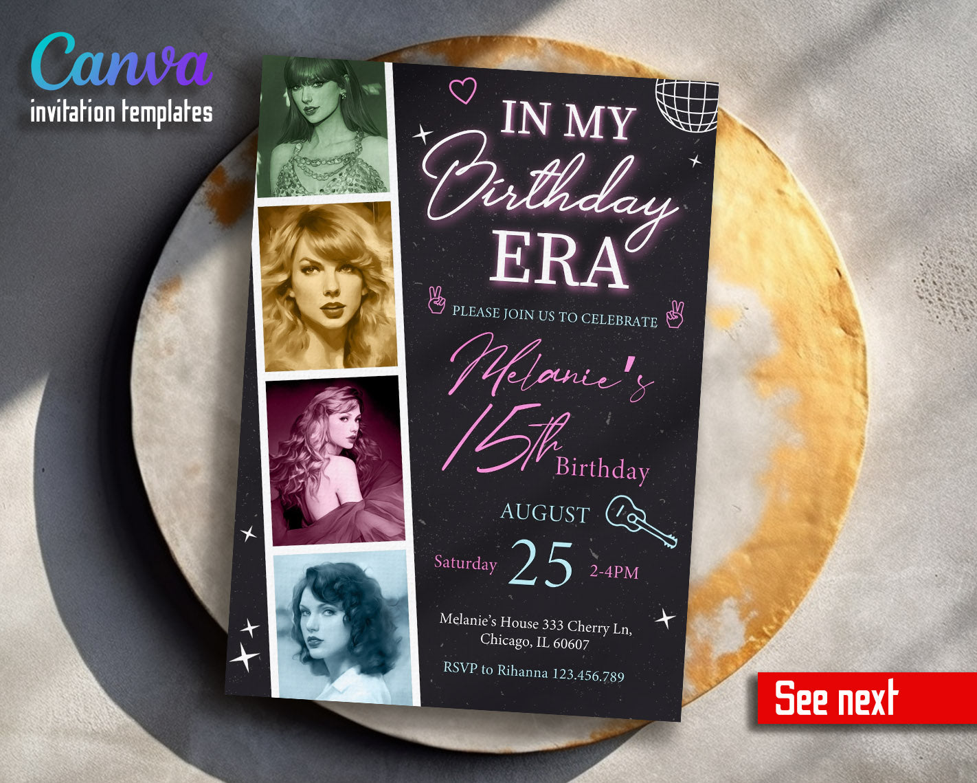 Taylor Swift Eras Tour  customizable invitation template | Share or Print | girl | KP463