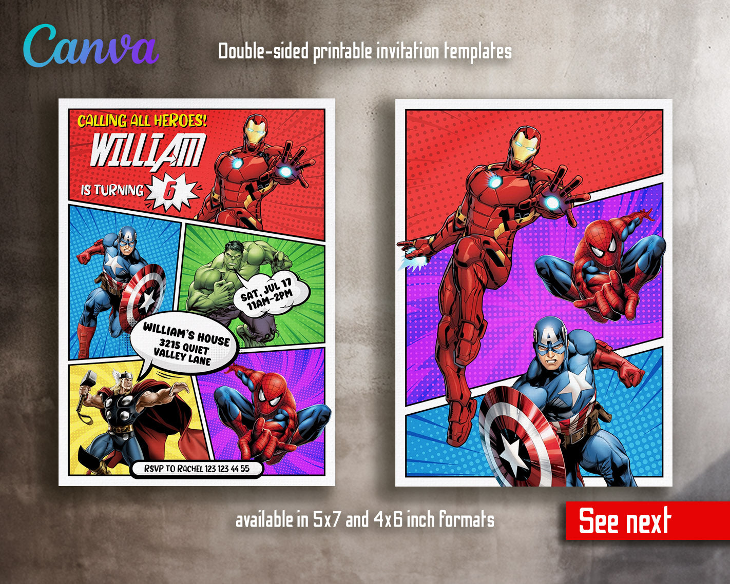 Avengers Marvel Superhero customizable invitation template | Share or Print | boy | CA462