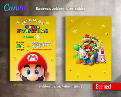 Super Mario Bros  customizable invitation template | Share or Print |  | JA778