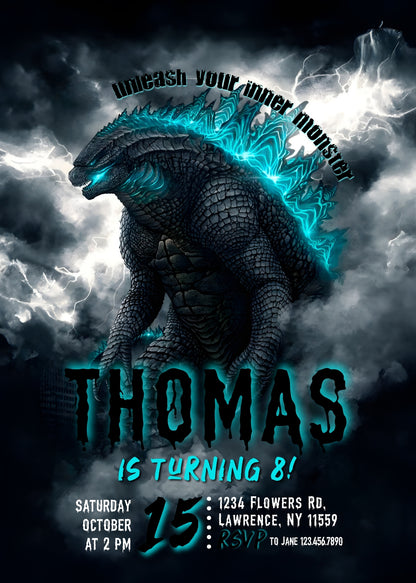 Godzilla Invites Godzilla and King Kong customizable invitation template | Share or Pri ...