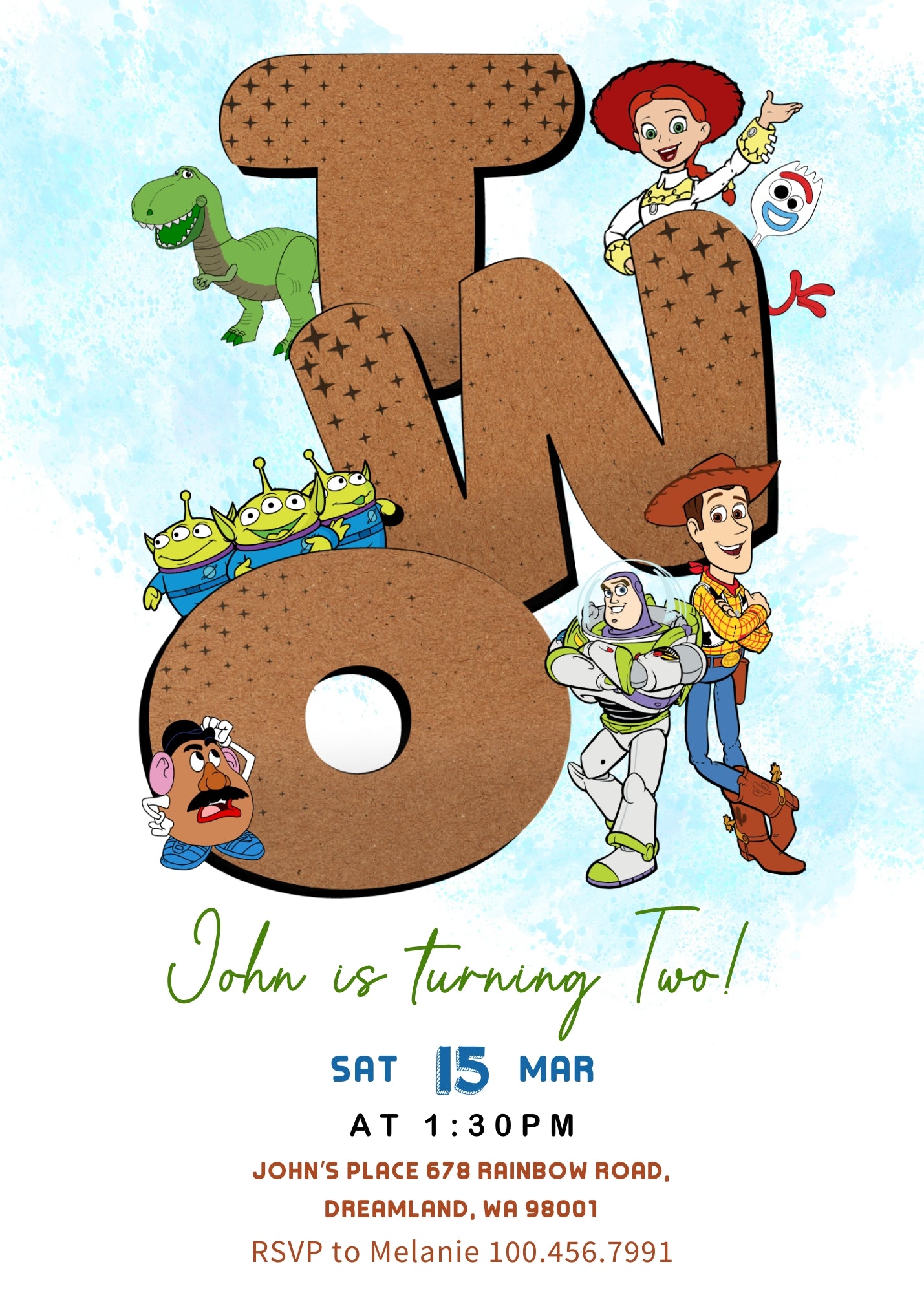 Toy Story Woody  customizable invitation template | Share or Print |  | YB561