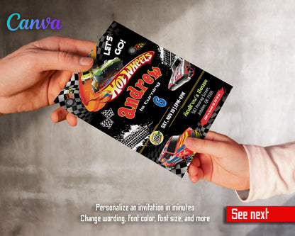 Hot Wheels Racing  customizable invitation template | Share or Print | boy | XP979