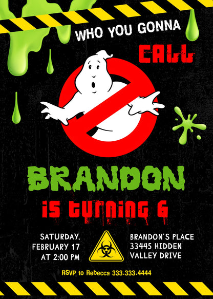 Ghostbusters customizable invitation template | Share or Print |  | PX238