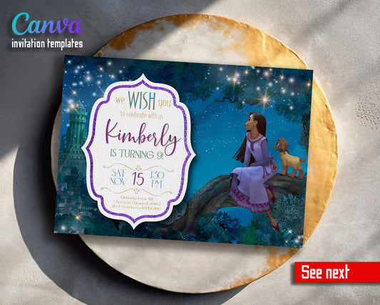 Wish Magic Asha customizable invitation template | Share or Print | girl | HH971