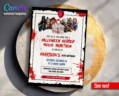 Horror Killer Movie Party  customizable invitation template | Share or Print |  | OY974